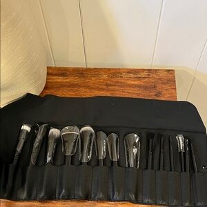 Women’s  Black Faux Leather cosmetic Brush Set NWOT